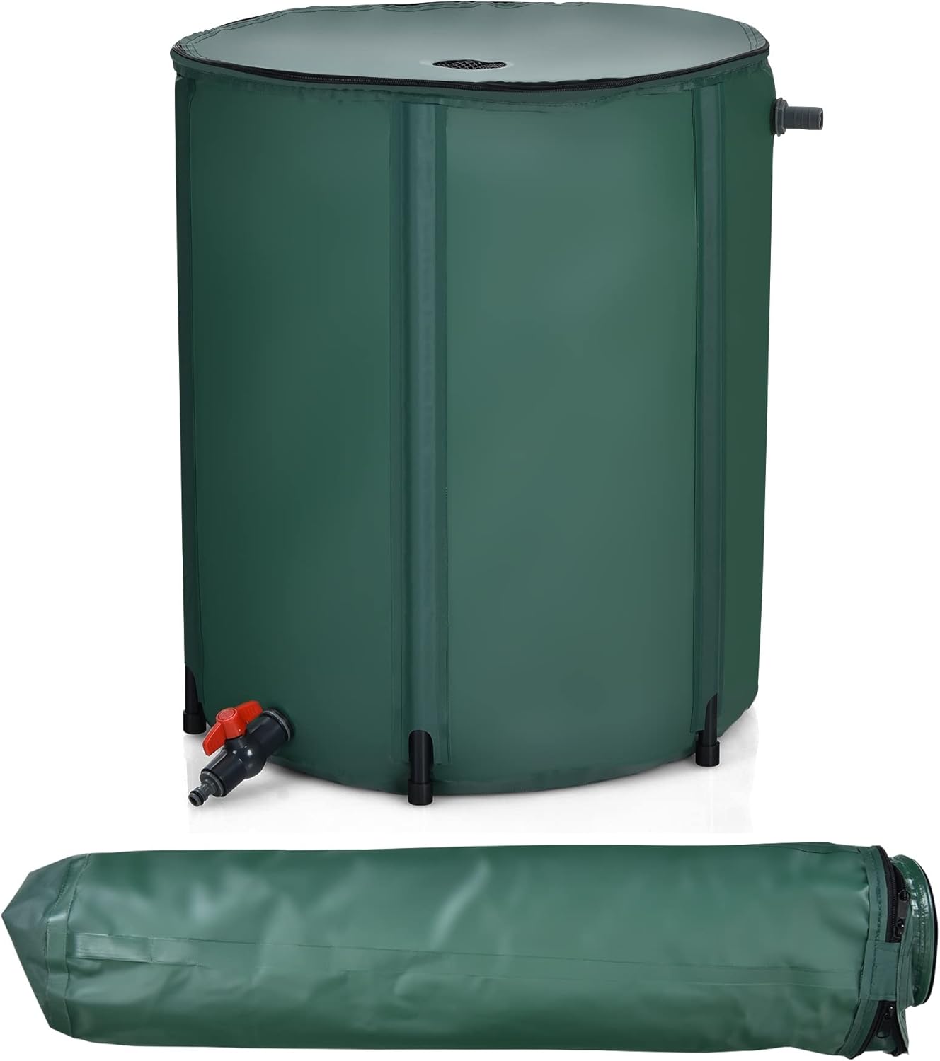 Happygrill 60 Gallon Collapsible Rain Barrel, PVC Rain Water Collection Barrel with Spigot Water Storage Container & Top Mesh, Portable Rain Barrels to Collect Rainwater from Gutter for Garden Lawn