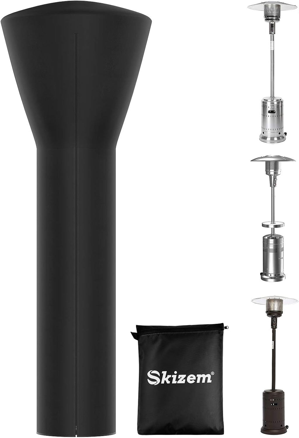 Outdoor Patio Heater Covers with Zipper,Upgraded 420D Oxford Fabric with PU Coating Material,100% Waterproof Windproof Anti-UV Snow-Poof,36 Months of Use 92'' H x 33" D x 19" B