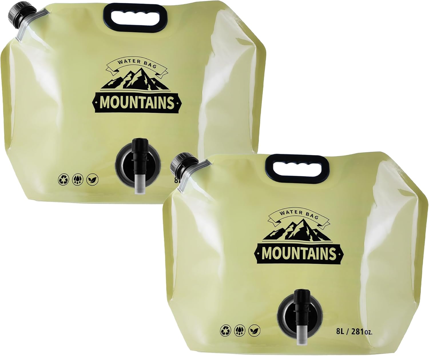 Collapsible 8L Water Storage Bag, BPA-Free Portable Folding Water Jug with Adjustable Faucet, Leakproof Emergency Water Bag for Camping, Hiking, Riding, Outdoor Sport (BEIGE, 2)