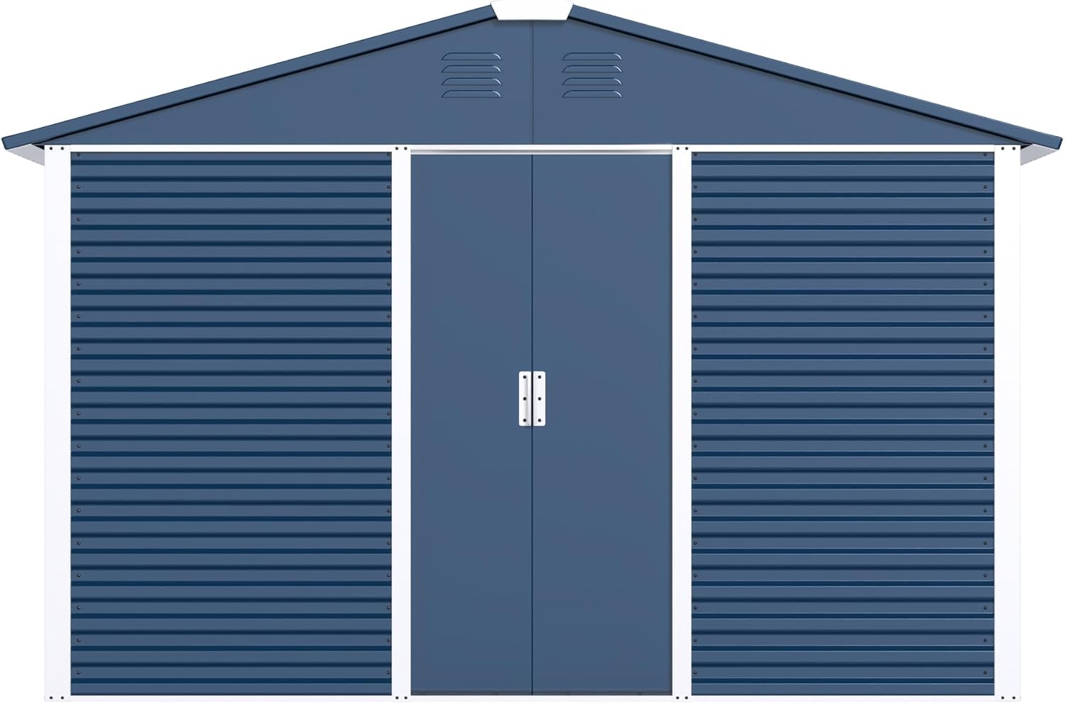 Metal Outdoor Storage Shed 10FT x 10FT, Steel Utility Tool Shed Storage House with Sliding Door, Metal Sheds Outdoor Storage for Backyard Garden Patio Lawn, Blue