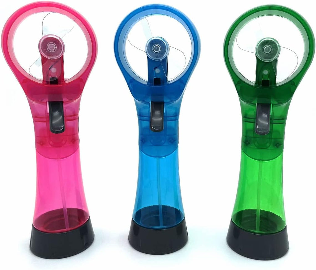 Water Misting Fans Portable Personal Handheld Spray Fan Cooling Outdoor Cooler, Pack of 3 (Blue/Green/Pink)