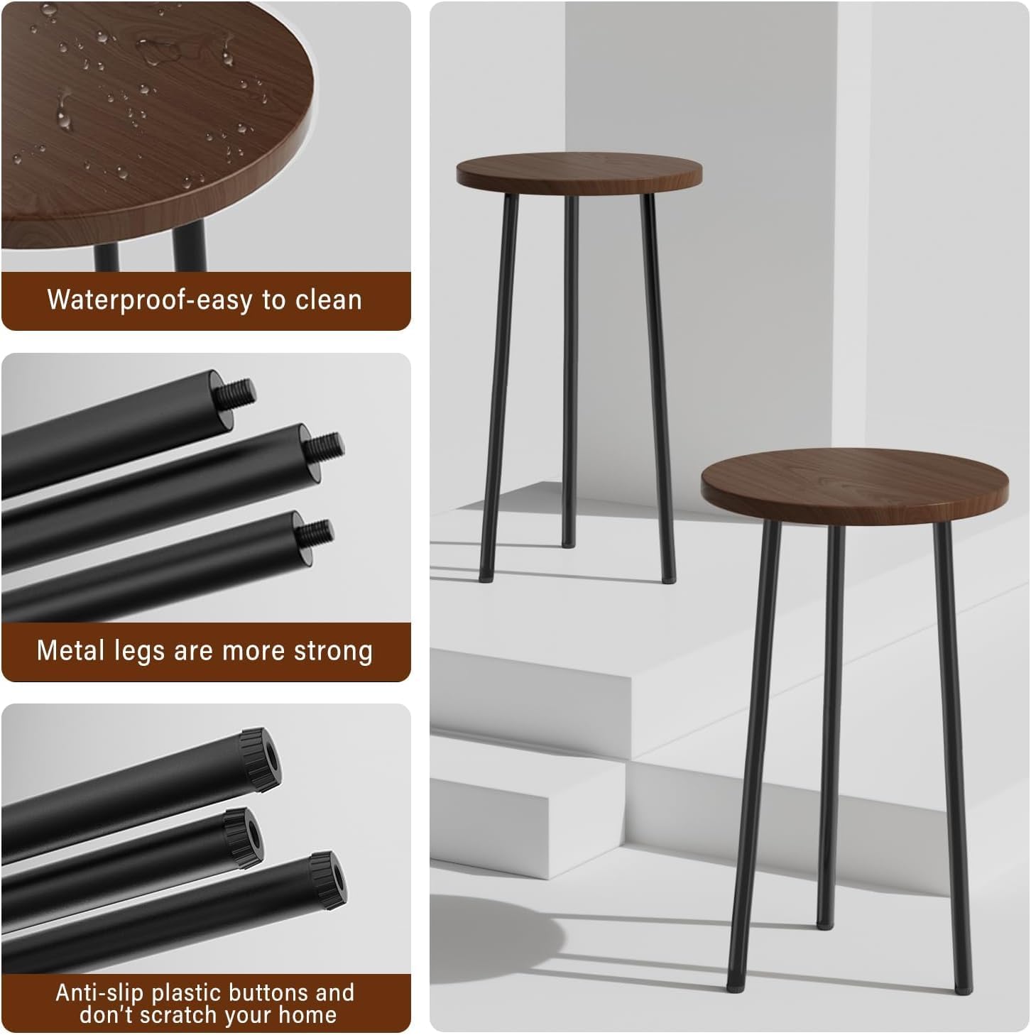 Plant Stand Indoor Outdoor: 2 Pack Indoor Plant Stand 20'' Convertible Multi-purpose Holder - Mid Century Modern Decor - Tall Plant Table for Living Room/Balcony/Garden/Patio, Walnut