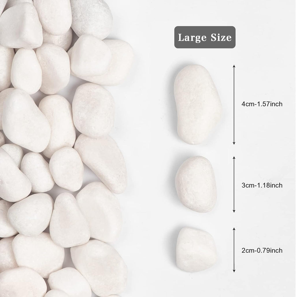20lbs White Natural River Rocks, Polished Pebbles for Plants Garden, 1-2 inch Decorative White Stones, Ideal for Fish Tank, Vases, Crafting, Home Decor and Garden Landscaping Rocks,White