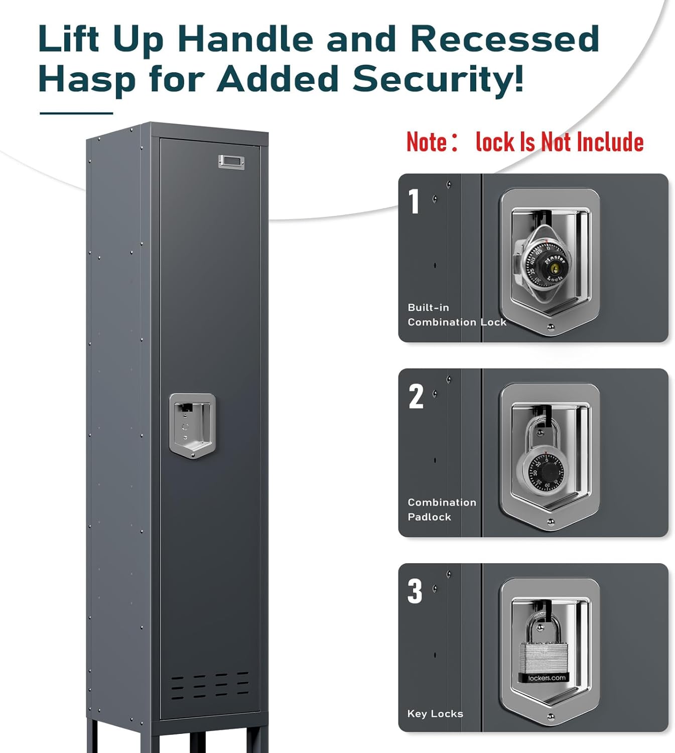 Metal Lockers - 66" Height Steel Lockers for Employees with Door Storage Locker with Card Slot for Employees Gym School Home Office Garage - Assembly Required