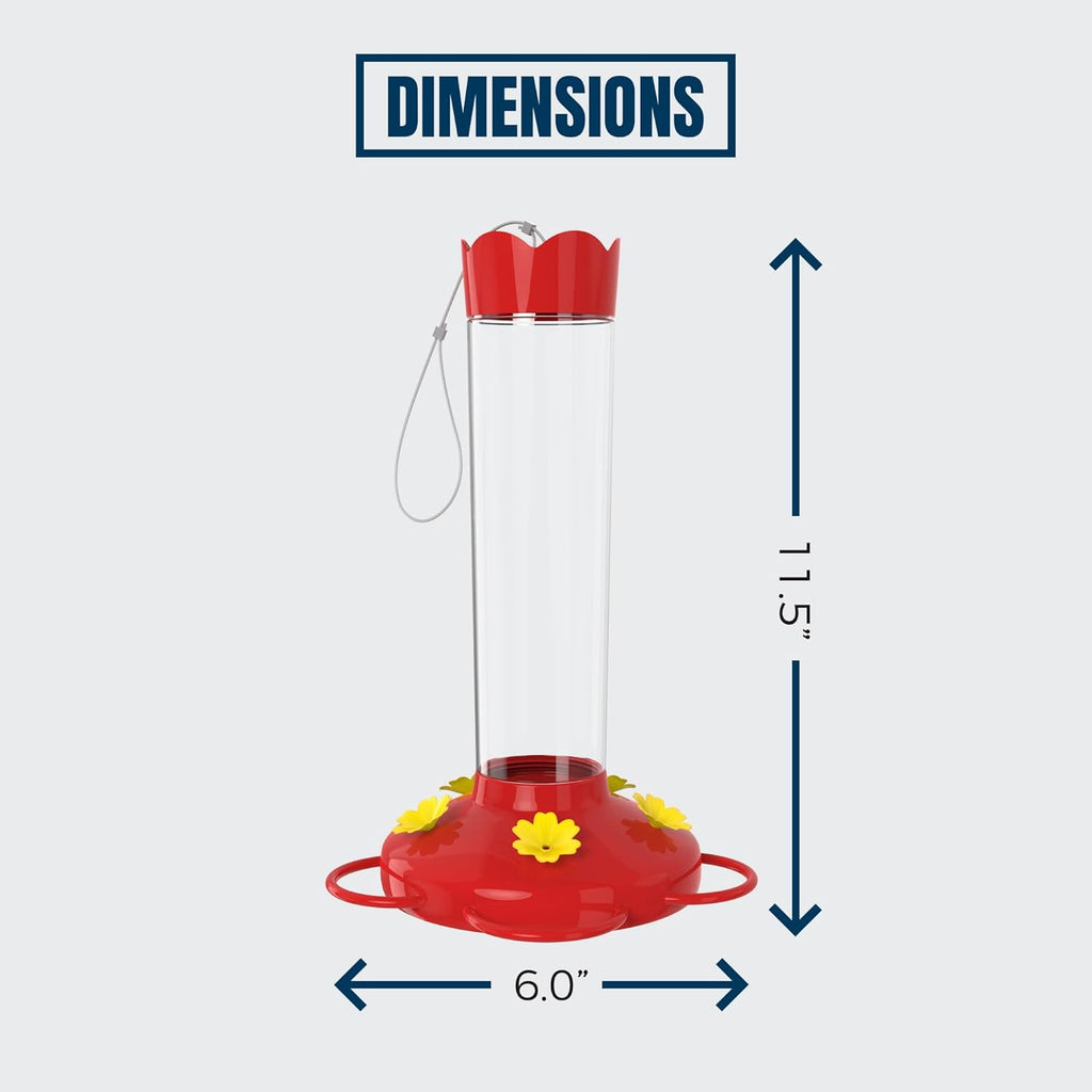 MEKKAPRO Outdoor Hummingbird Feeder Made from Glass, Hanging 5 Nectar Feeding Stations, Bright Red, Backyard Feeder (20 Ounce)