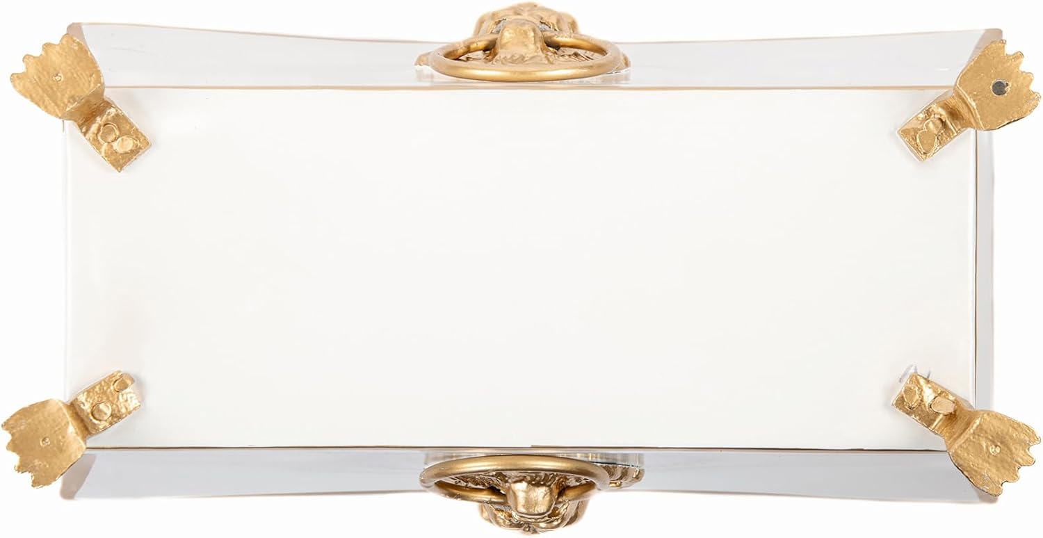 Jaye's Studio Paws and Claws Regency Rectangular Metal Cachepot, White Planter for Countertop, Fluted Planter with Feet, Modern Plant Pot, Centerpiece for Kitchen or Living Room, 12 Inch Vase