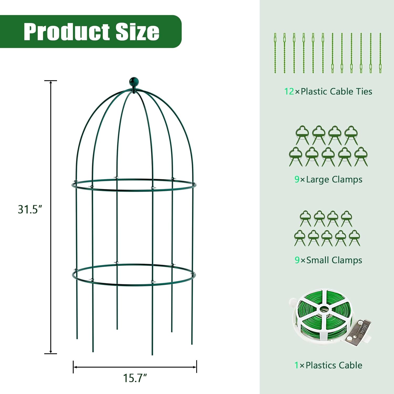 3 Pack Metal Plant Cage Support, 31.5" H Peony Support Tomato Cage Garden Obelisk Trellis Rose Trellis Support Tower Obelisk Garden Trellis for Clematis Vine Jasmine Support Outdoor Indoor