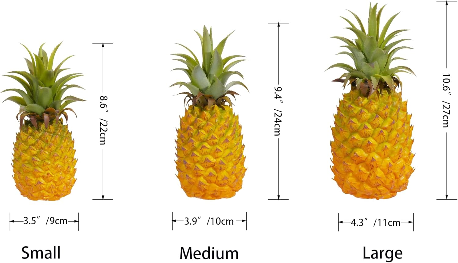 QIRMIZI 2 Pack Artificial Pineapple -Simulated Fruit Decoration, Lifelike Fake Fruit Model, Perfect for Home Decor, Kitchen, Party & Photography Prop – Realistic & Eco-Friendly,Yellow Meduim