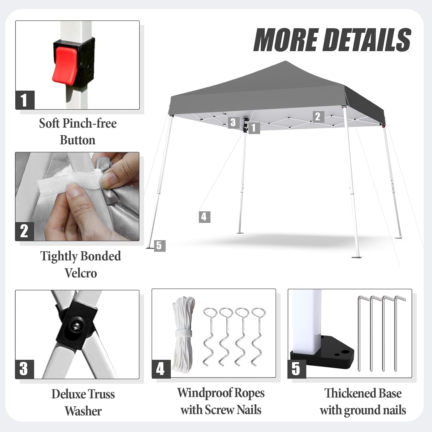 10x10 Pop Up Canopy, 300D Silver Coated Grey Fabric Outdoor Gazebo, Beach Tent Slant Legs with Storage Bag,Easy Up Sun Shade Shelter Tents with 8x8 Top Cover for Patio,Party