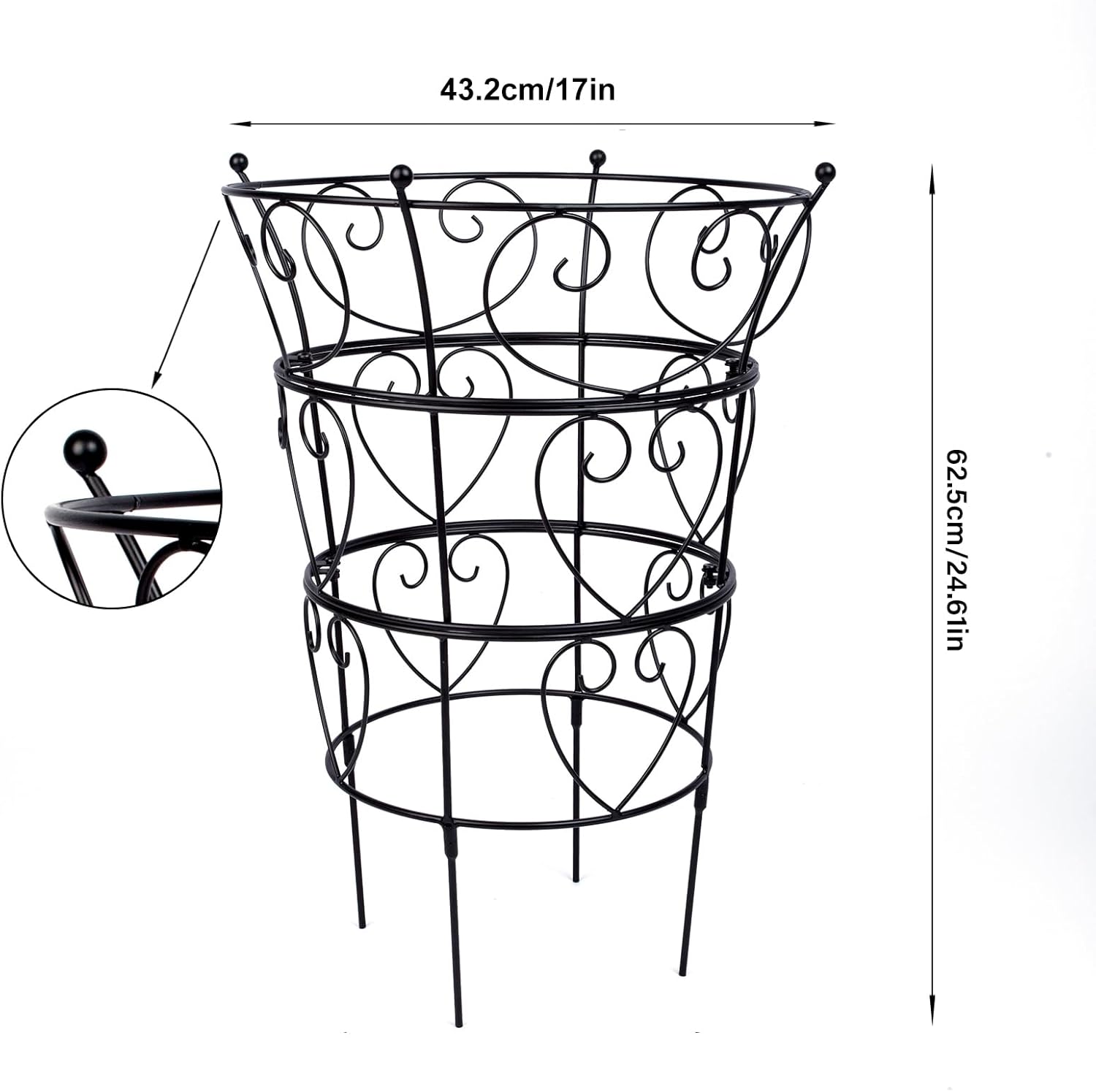 Large Obelisk Trellis Peony Cage 24.6x17 Inches - Premium Metal Plant Support for Outdoor Gardens, Easy Assembly, Sturdy Design, Perfect for Climbing Plants