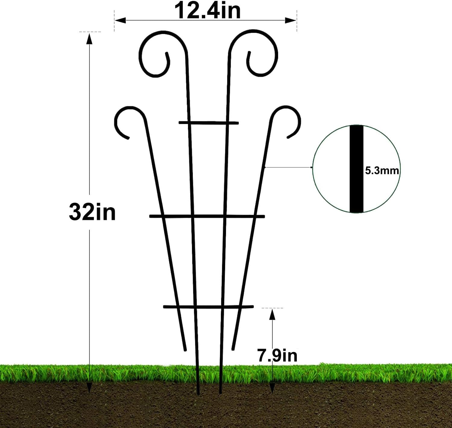 4 Pack 32'' Trellis for Potted Plants, Metal Garden Trellis for Climbing Plants Outdoor, Indoor Plant Trellis Black Coated Flower Pot Trellis for Climbing Plants Houseplants Vine Ivy