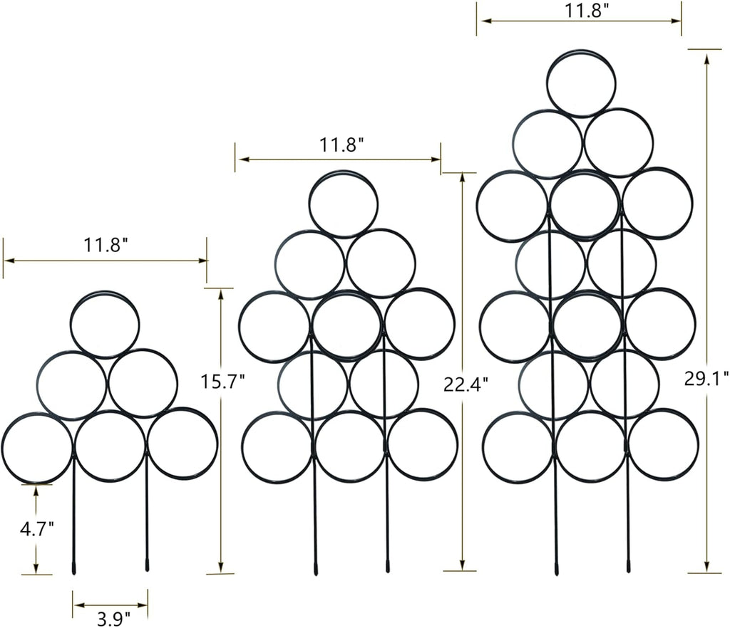 Trellis for Climbing Plants Indoor 15.7 Inch, Stackable Garden Trellis for Potted Plant Support, 3 Pack Small Houseplant Metal Wire Trellis for Vines Pothos Rose Monstera Accessories (Black)