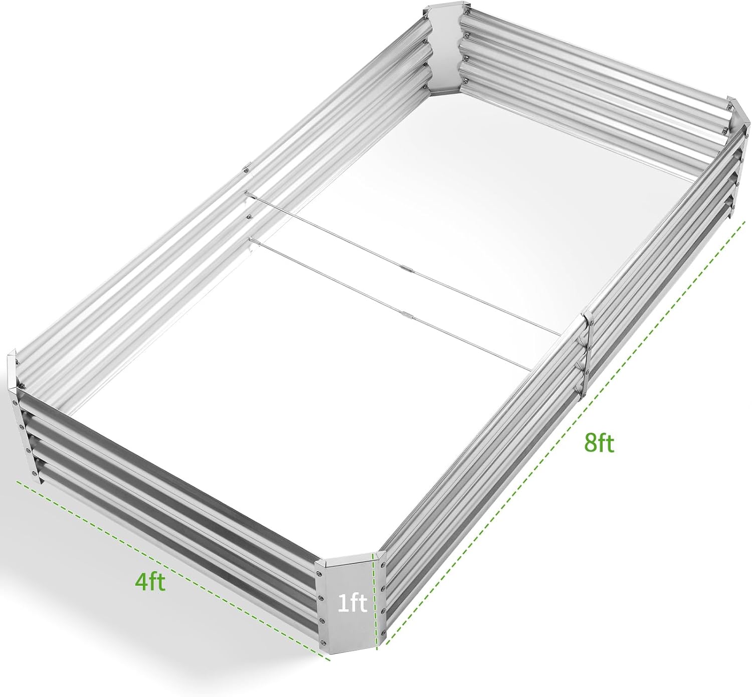 Land Guard 8×4×1ft Galvanized Metal Raised Garden Bed, Metal Planter Kit Box Outdoor for Deep-Rooted Vegetables, Flowers, Green and Herbs……
