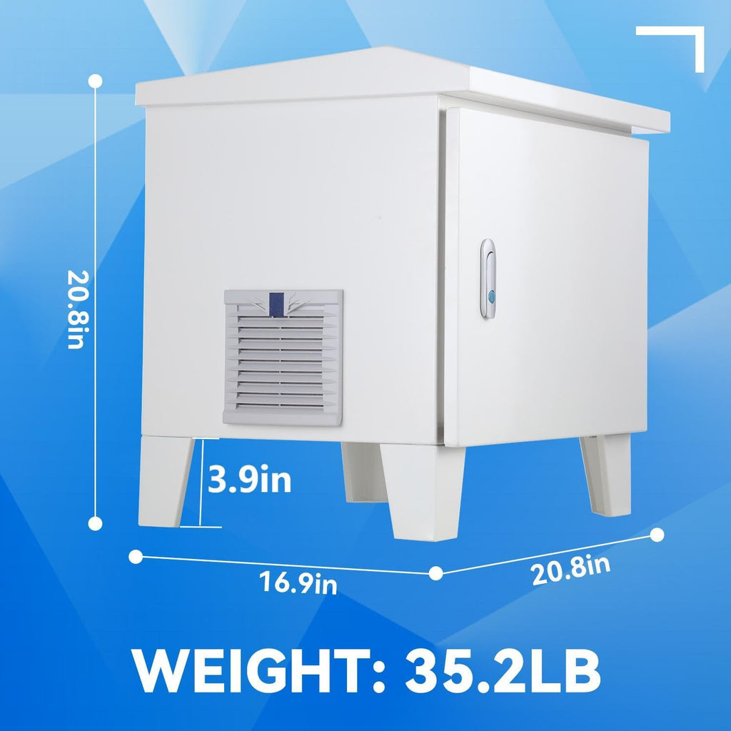 Pond Aerator Weatherproof Outdoor Cabinet,20.8”×16.9”×20.8” with Cooling Fan,pre-wired outlet