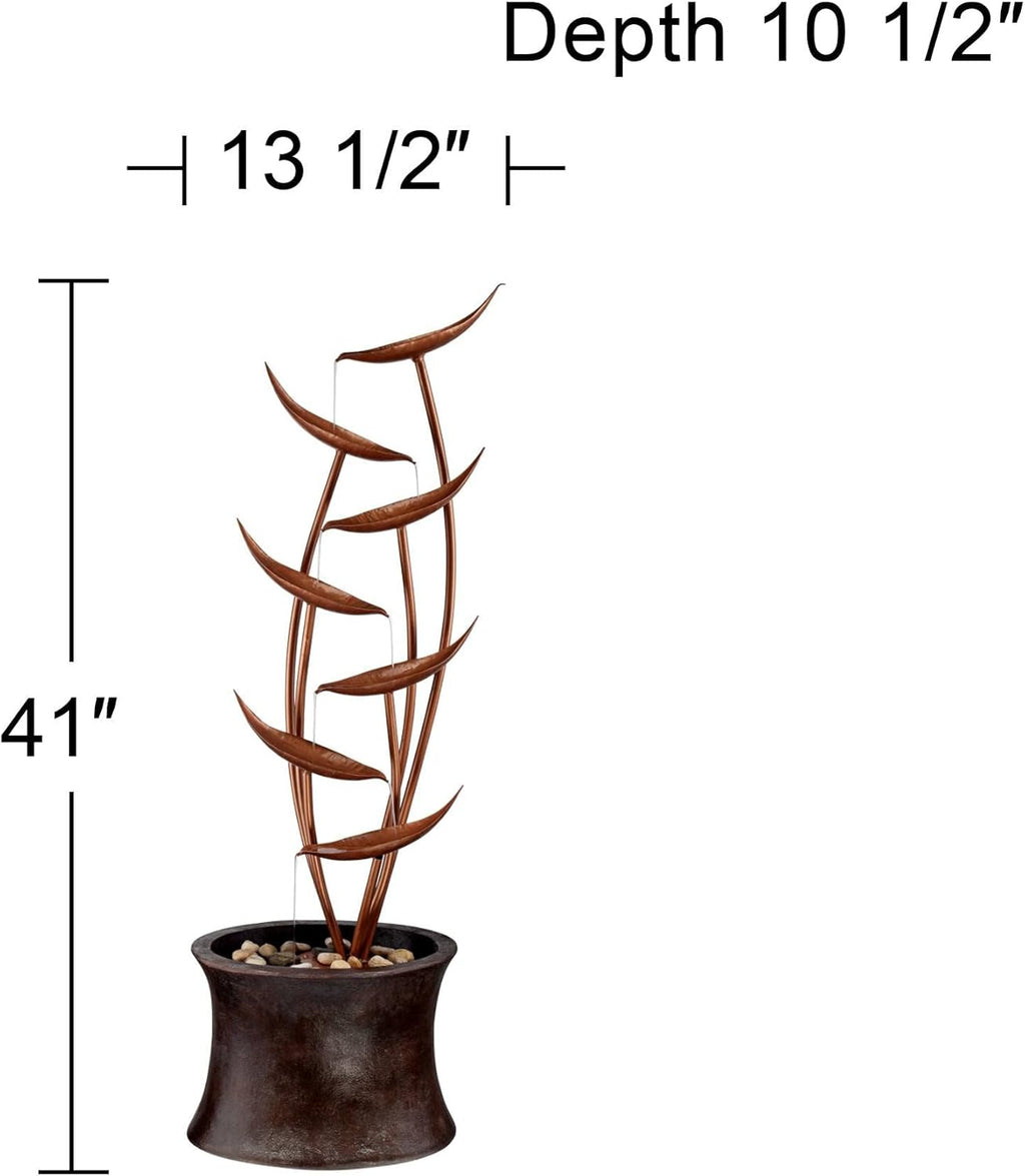 Ashton Tiered Copper Leaves 41" High Large Modern Indoor Outdoor Decor Resin Floor Fountain Standing Waterfall Cascading Water Feature for Outside Garden Patio Yard Backyard Porch - John Timberland