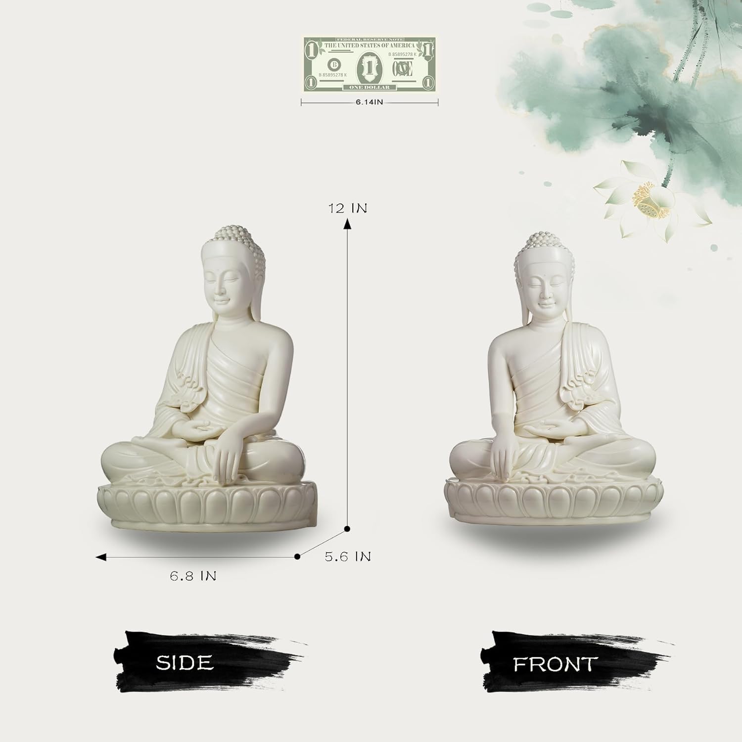 FENGSHUI-CAISHEN Top Ceramic Big Buddha Statue for Home, Meditation Sitting Buddha Figurine, Handmade Buddah, Buda, Budda, Buddha Statue Indoor/Outdoor, Buddha Decor & Gifts, Buddhas