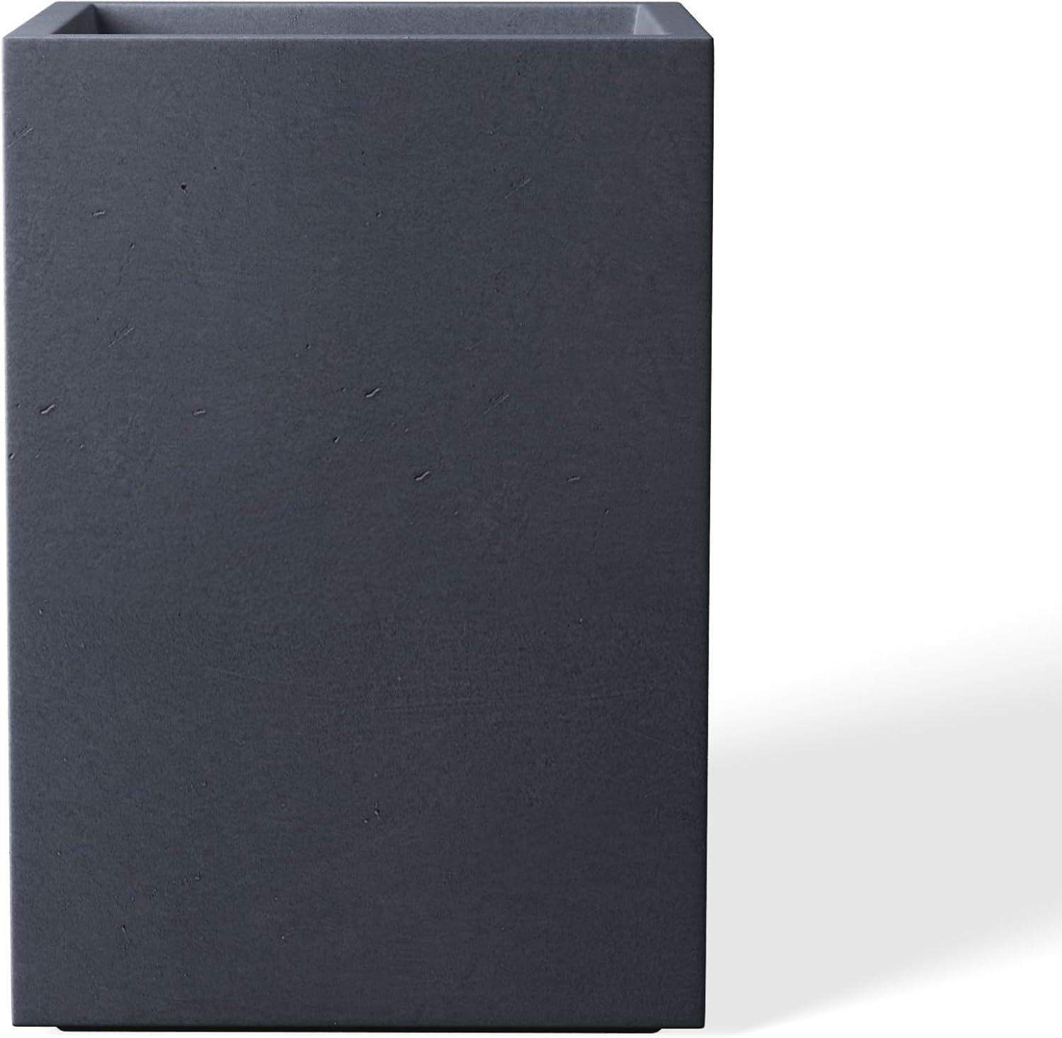 Kante 12.6" H Tall Rectangular Concrete Planters, Outdoor Indoor Lightweight Plant Pots with Drainage Hole and Rubber Plug, Modern Style for Home Garden Patio, Charcoal