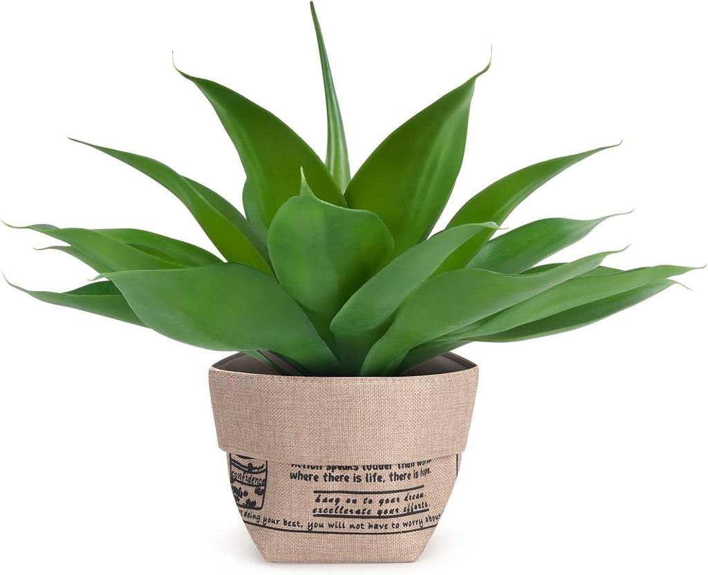 Velener Fake Agave with Burlap Bag, Artificial Plant Outdoor Agave - Fake Plants for Indoor and Outdoor Decor(16 Inch)