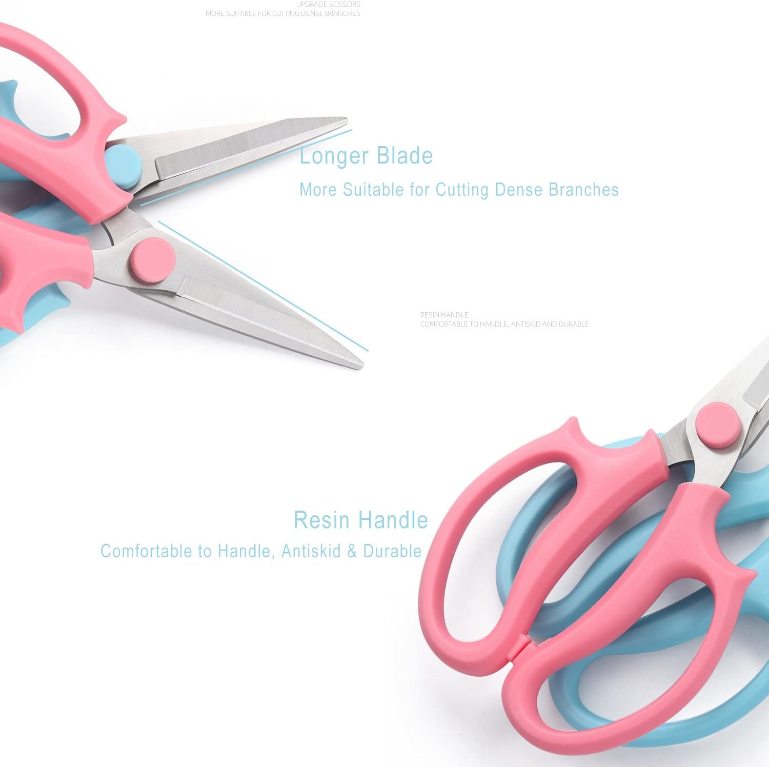Leize Flower Scissors, Premium Thickened Stainless Steel Floral Shears, Strong Pruner for Flowers, Branches and Leaves (Blue Slender)