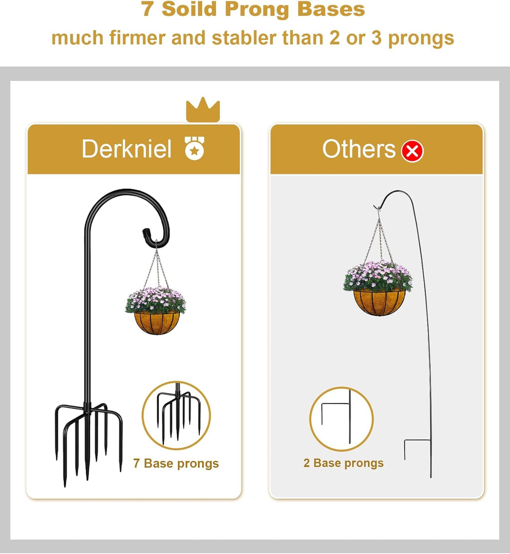 Shepherd Hook 92 Inch Tall Heavy-Duty Metal Garden Hanging Pole Stake for Bird Feeder Pole Plant Baskets, Black (2 Pack)