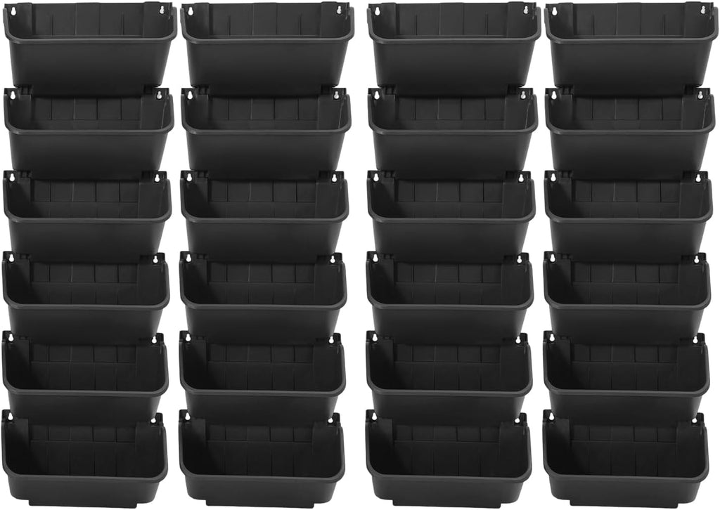 Eapmic Vertical Wall Planter with 24 Pots, Hanging Garden Plant Flowerpot Holder, Stackable Wall-Mounted Planter, Balcony Planters for Flowers Vegetables Fruits (Black, 24 Pots)