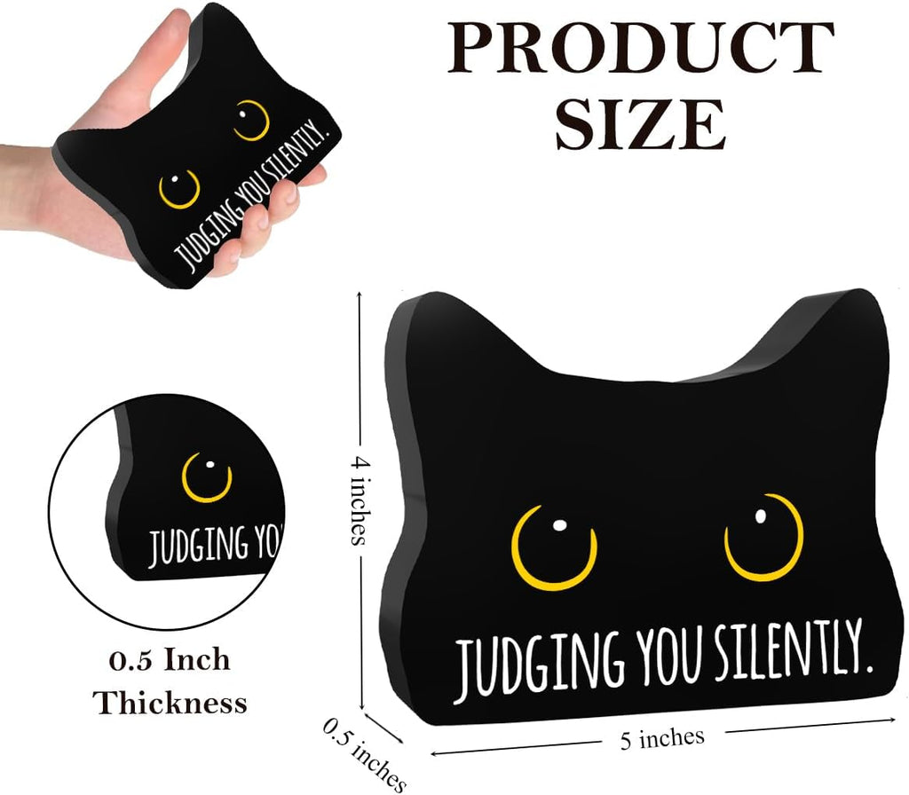 Judging You Silently Funny Bathroom Acrylic Decor Sign Black Cat Decor Cat Decor for Home Bathroom Cat Lover Gifts For Women Men