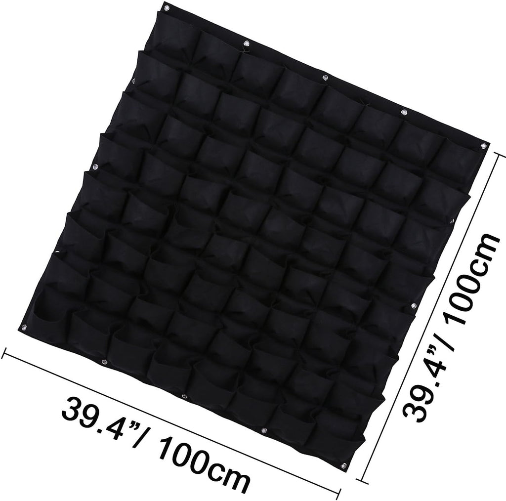 Ogrmar 64 Pockets Vertical Wall Garden Planter Plant Grow Bag for Flower Vegetable for Indoor/Outdoor (64 Pockets, Black)