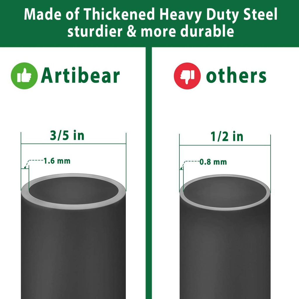 Artibear Adjustable Outdoor Shepherd Hook Stand with 5 Prong Base, 60 Inches Tall 3/5 in Thick, Shiny Black (1 Packs)