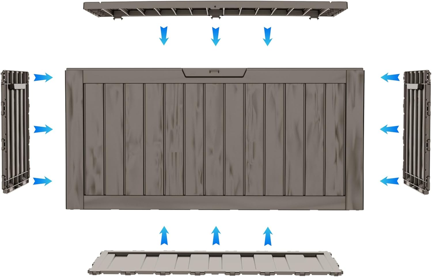 75 Gallon Waterproof Large Resin Deck Box Indoor/Outdoor Lockable Storage Container and Seating for Garden, Pool, and Patio (75 Gallon, Grey)