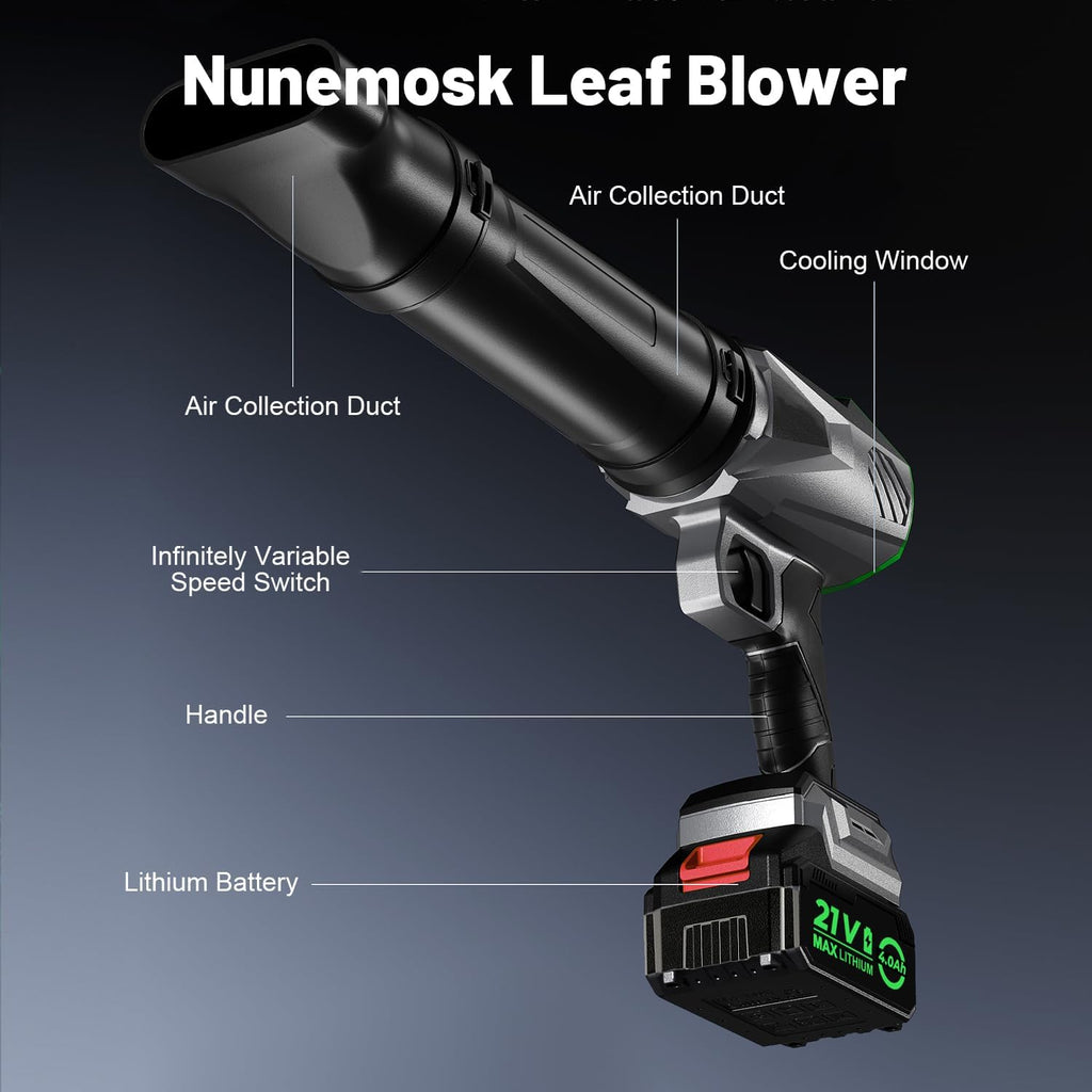 Leaf Blower Cordless, Mini Handheld Leaf Blower with 2 X 4.0Ah Batteries & 1 Hour Fast Charger, 600,000 RPM, Lightweight Leaf Blowers for Patio Cleaning, Lawn Care, Blowing Fallen Leaves and Dust