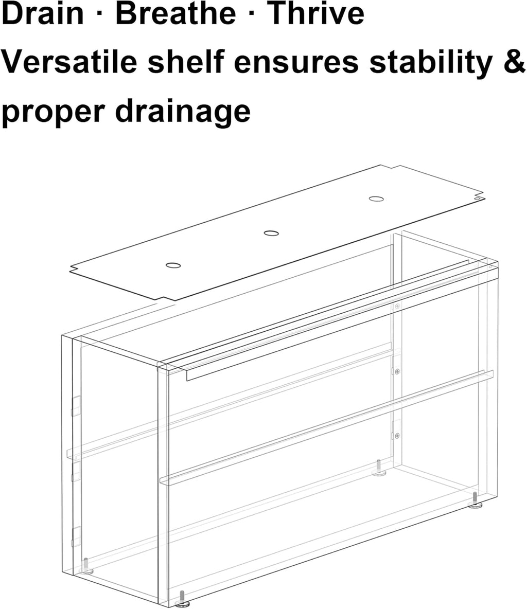 GSK White LED Metal Planter Boxes Outdoor Space LED Light Strips × 2 Durable and Stylish Rectanglular Raised Flower Trough with Drainage Holes Indoor Easy Assembly Garden Patio Balcony Porch