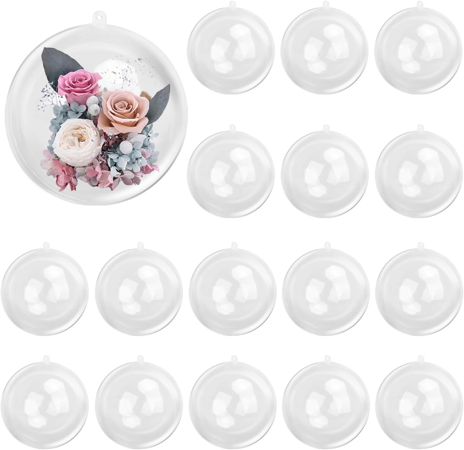 19 Pcs 4.72 Inch Clear Acrylic Fillable Balls, Christmas DIY Fillable Ornaments Balls, Acrylic Ornaments Ball for Christmas, Holidays, Weddings, Parties, and Home Decor