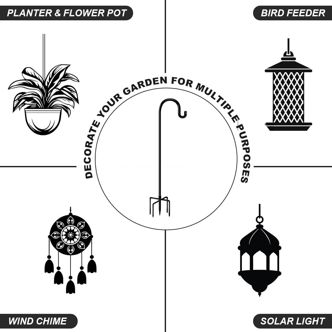 Shepherd Hooks for Bird Feeder Outdoor 44 inch, Small Heavy Duty Hummingbird Feeder Poles for Hanging Planter Basket Wind Chimes Garden Decor 2Pcs