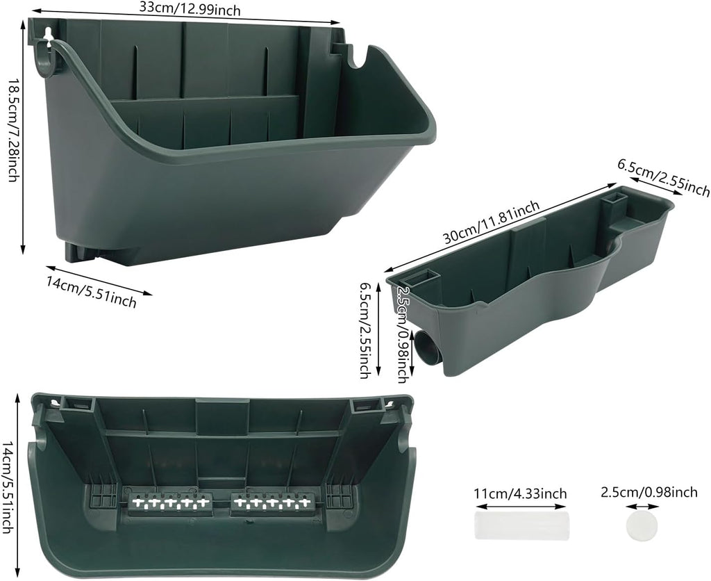 24Pack Vertical Wall Garden Planter, 13 inch Wall-mounted Garden Planters, Stackable Hanging Planter, Plastic Flower Pot with 4 Drainage Tray & 6.56FT Drainage Pipe for Indoor and Outdoor (Green)