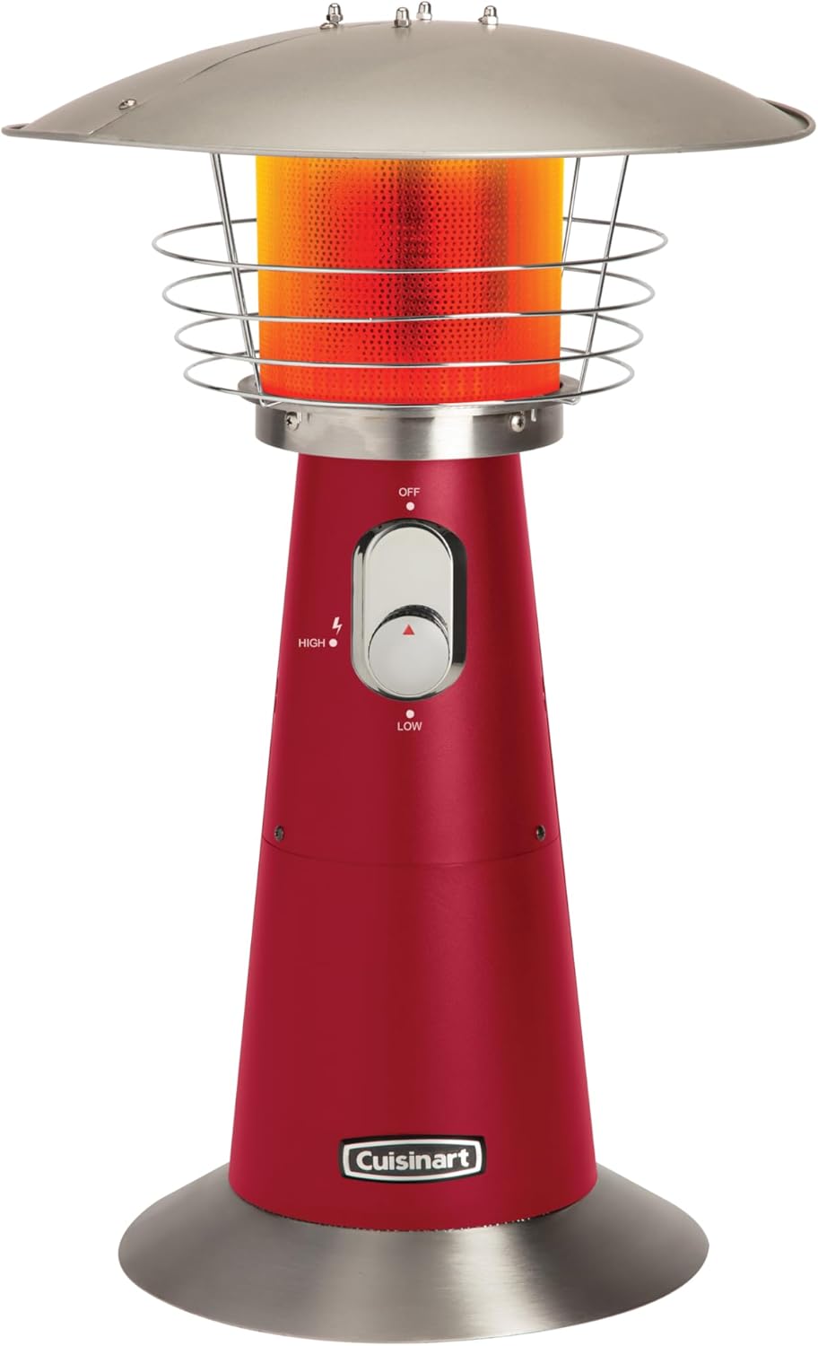 Cuisinart Portable Tabletop Patio Heater, 11,000 BTU Outdoor Propane Heater with Safety Tilt Switch and Adjustable Heat, Burner Screen Guard, 30 sq. Foot Heat Range, Red