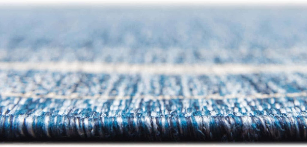 Unique Loom Outdoor Border Collection Area Rug - Soft Border (5' 3" Octagon, Blue/ Ivory)