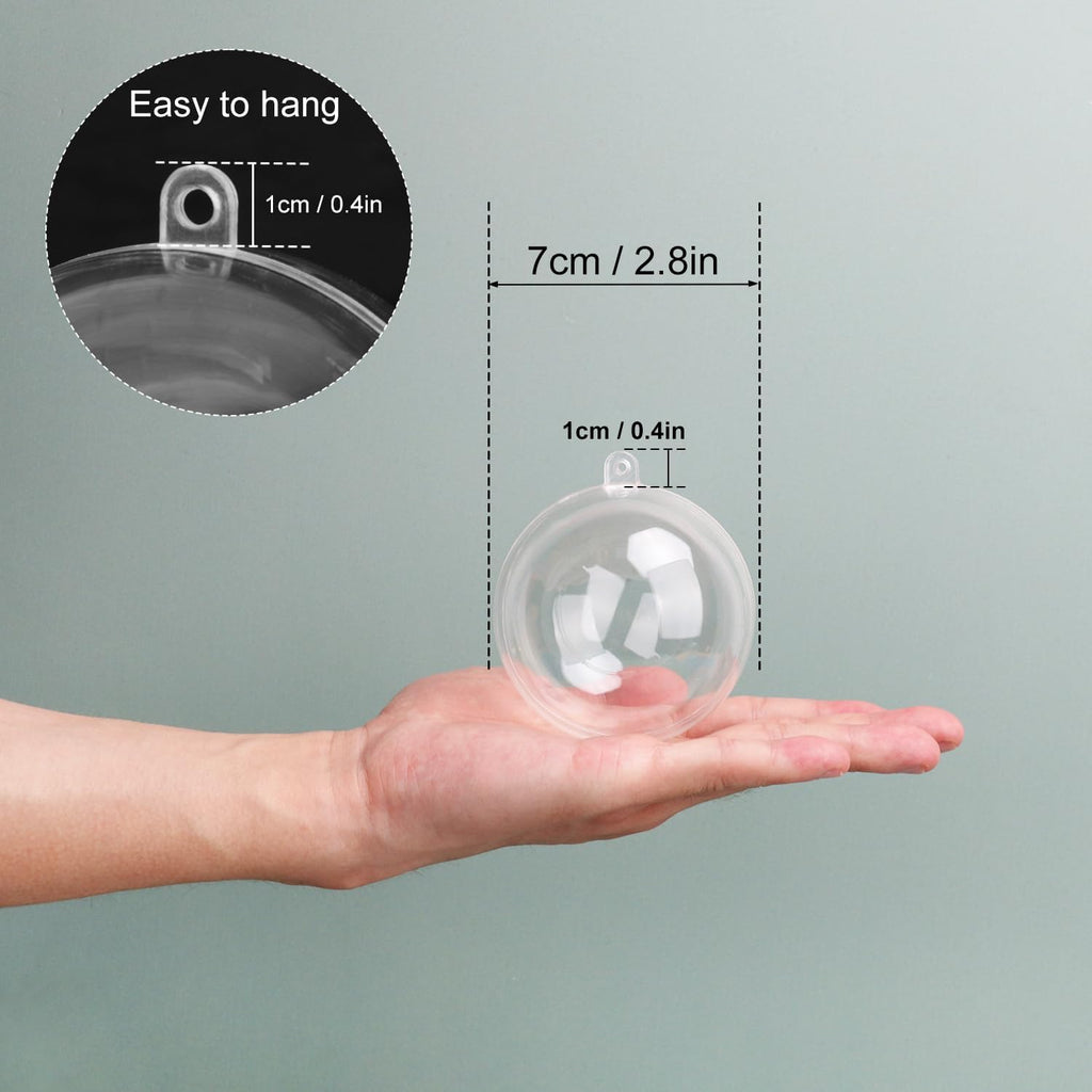 80 Pcs 2.76 Inch Clear Acrylic Fillable Balls, Christmas DIY Fillable Ornaments Balls, Acrylic Ornaments Ball for Christmas, Holidays, Weddings, Parties, and Home Decor