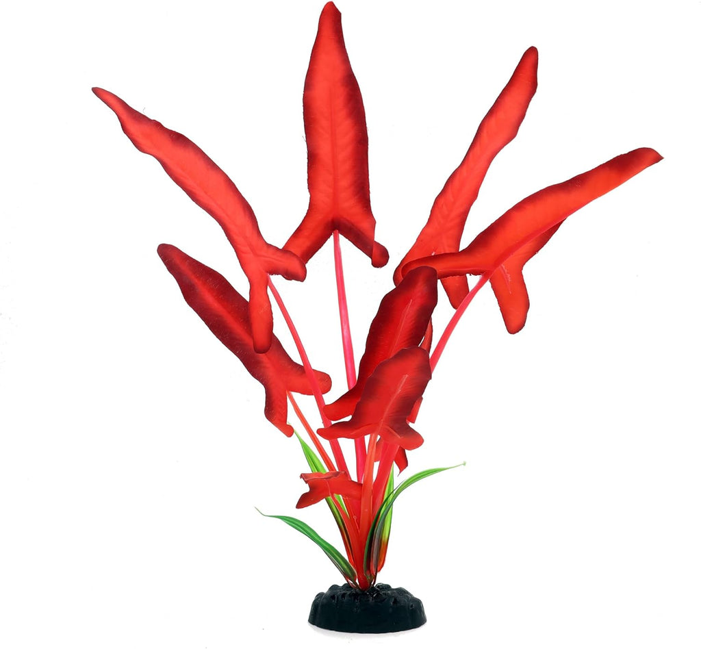 2-Pack 12 Inch Aquarium Silk Aquarium Plants, Artificial Plastic Plant for Small Tank, Goldfish, Fish Hides,Dark Red