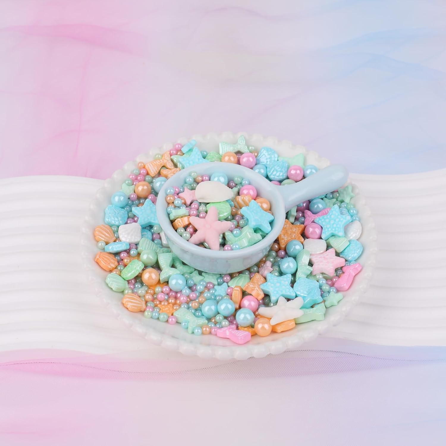 Mermaid Sprinkle, Pastel Sugar Edible for Cake Decorating, Mix Starfish, Shells, Fishes, Beaches and Ocean themes for Baking, Ice Cream, Cookies, Cupcake Topping