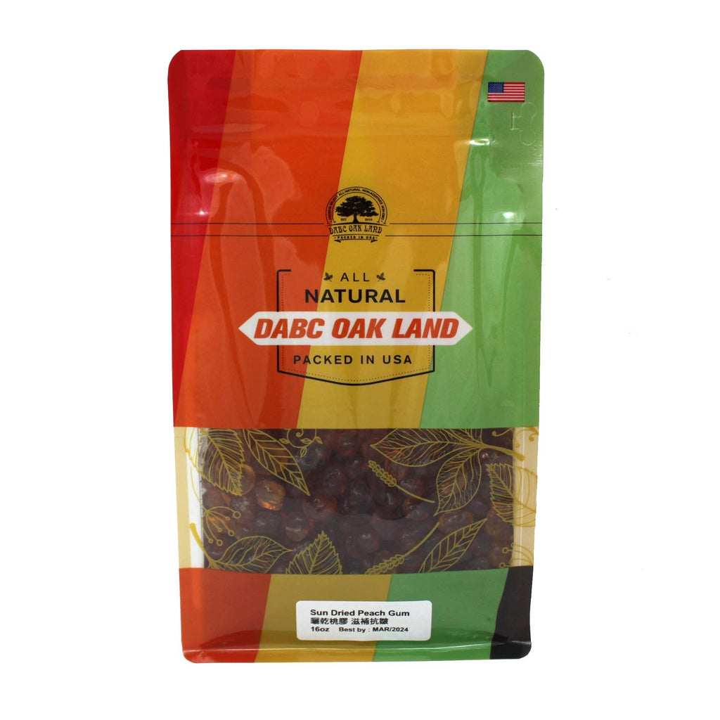 DABC OAK LAND Wild Peach Gum, 100% Natural Edible Peach Blossom, Tears Tao Jiao Peachs Resin, Collagen Boosting for Skin & Health, Food Additives Free for Dessert, Drink, Soup, 1LB of 3 Bags total3LB