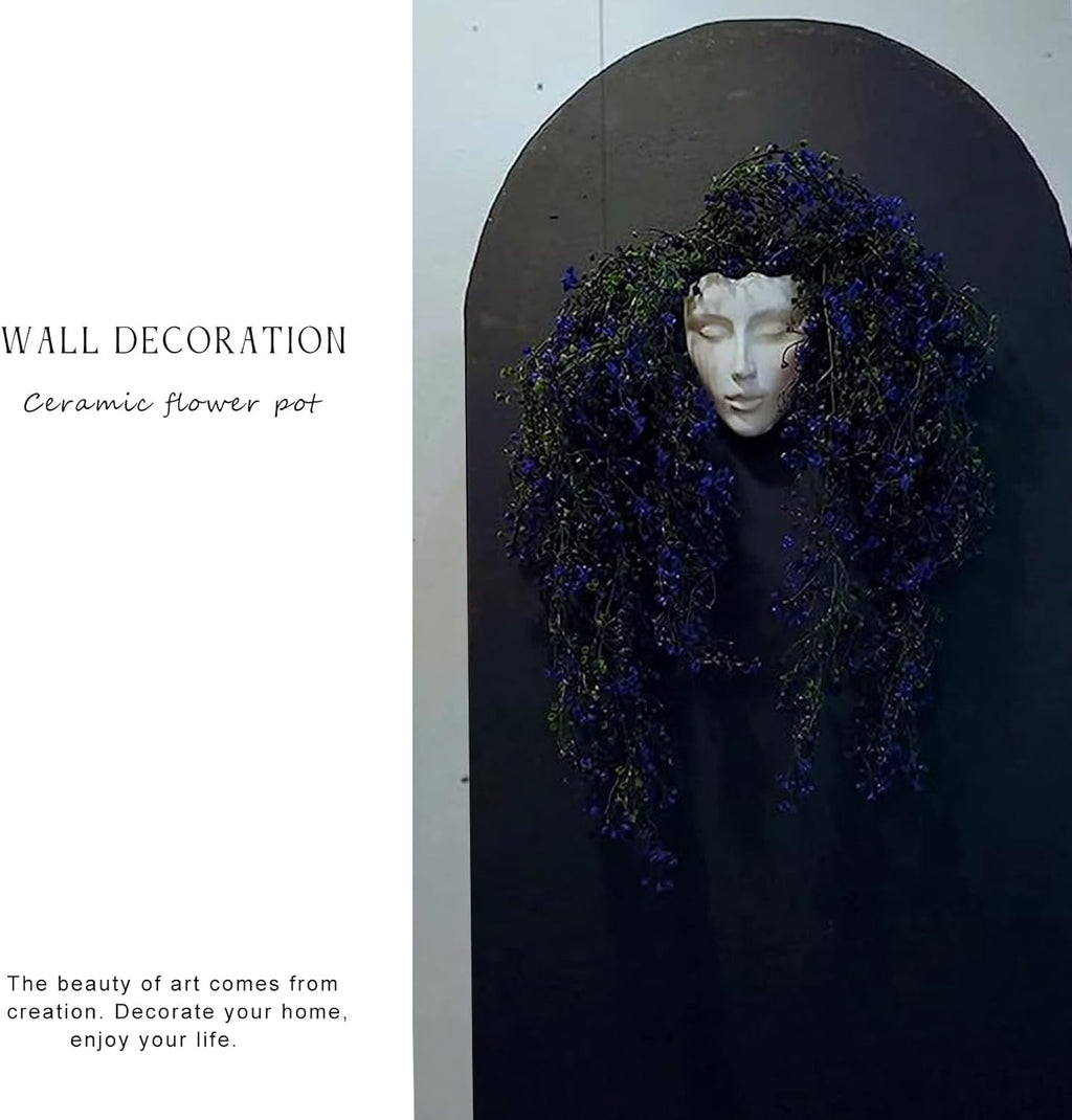 Face Vase,Ceramic Female Form Vase,Modern Sculpture White Planter Pot,Human Face Dried Flower Shaped Vase,Wall Hanging Plant Pot for Home Decor Centerpieces, Office or Outdoor Hanging Decor