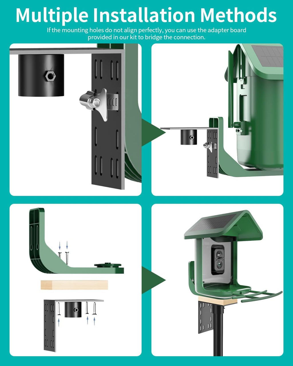 Bird Feeder Pole – 60 Inch Height Bird House Pole with 1-Inch Dia Heavy Duty for Birdfeeders, Feeding Stand with Mount Kit for Outdoor, Slip-Fit Connection