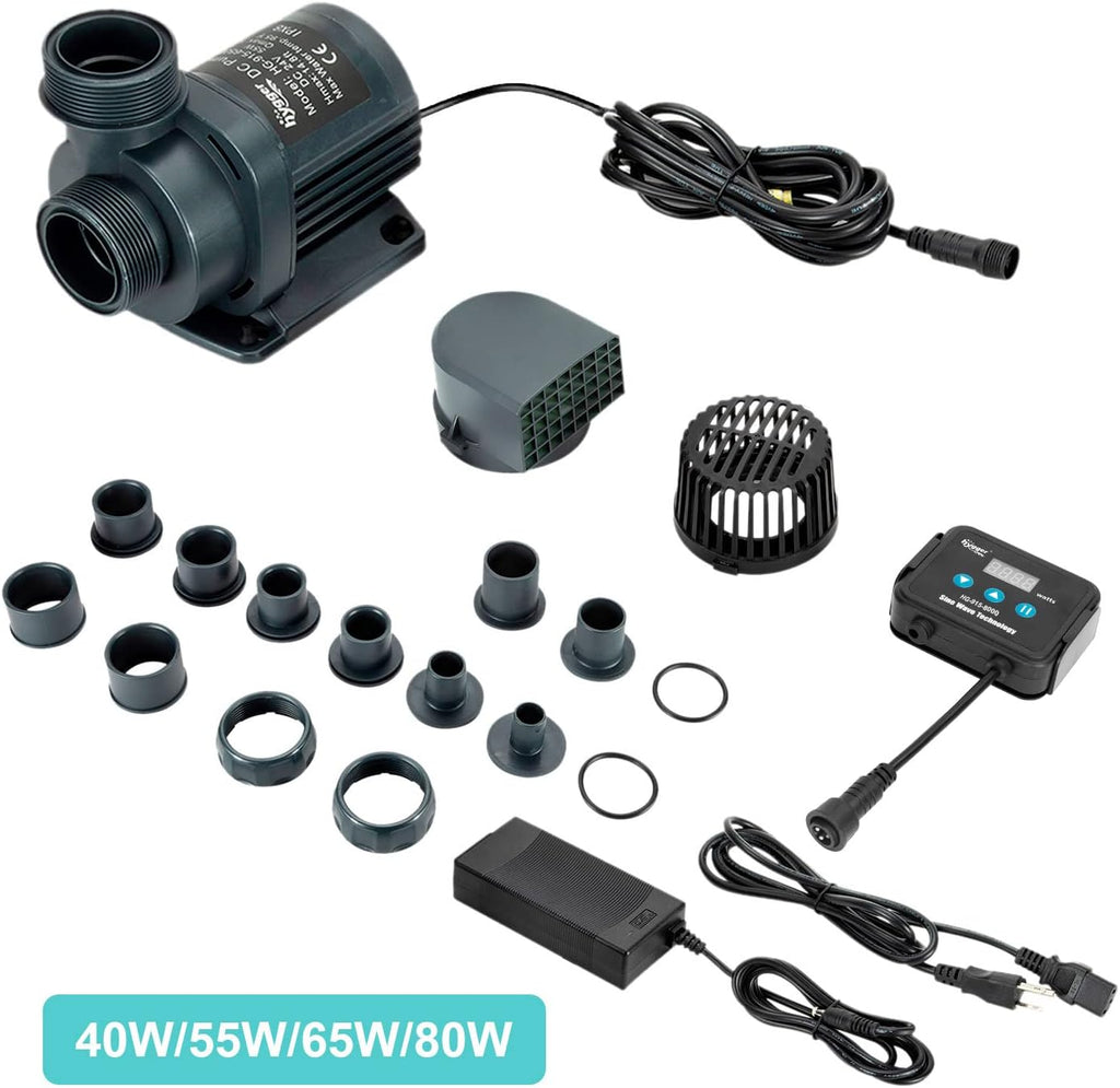 Hygger 2120GPH Quiet Submersible and External 24V Water Pump, with Controller (30%-100% Settings), Powerful Return Pump for Fish Tanks, Aquariums, Ponds, Fountains, Sump, Hydroponics (65W, 18ft)