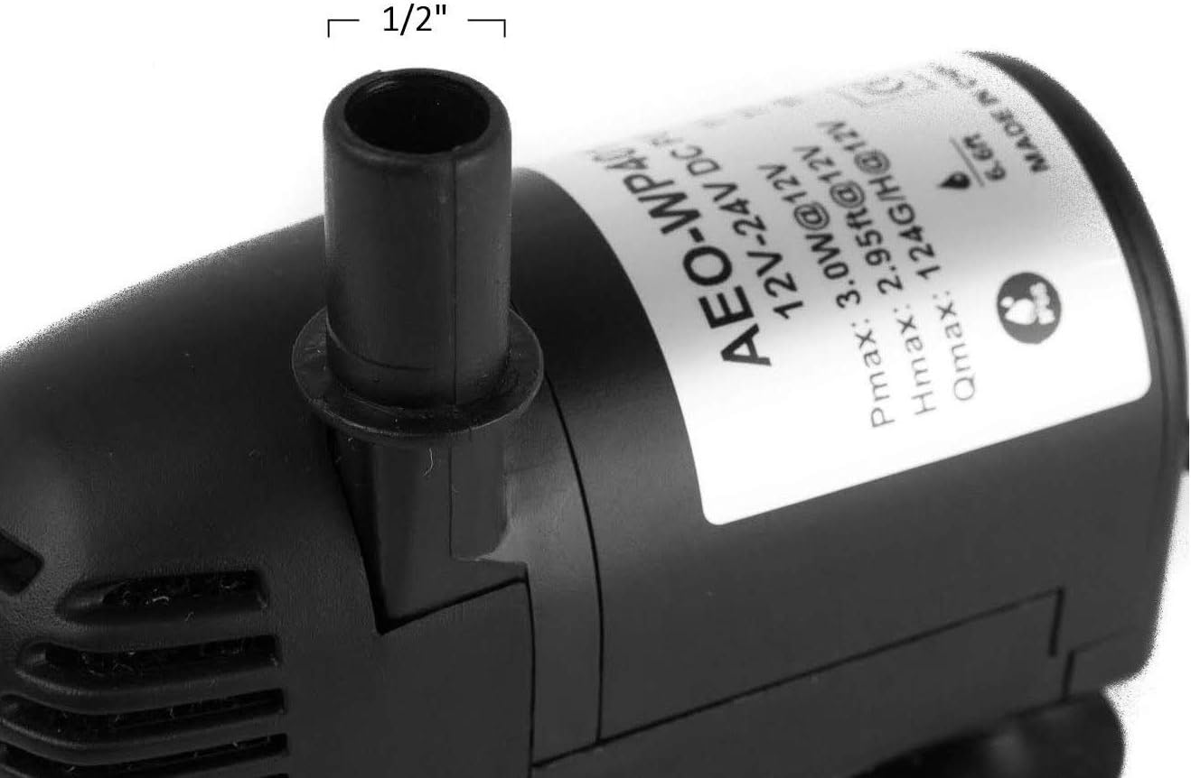 12V-24V DC Brushless Submersible Water Pump 196 GPH for Solar Fountain Hydroponics and Aquaponics