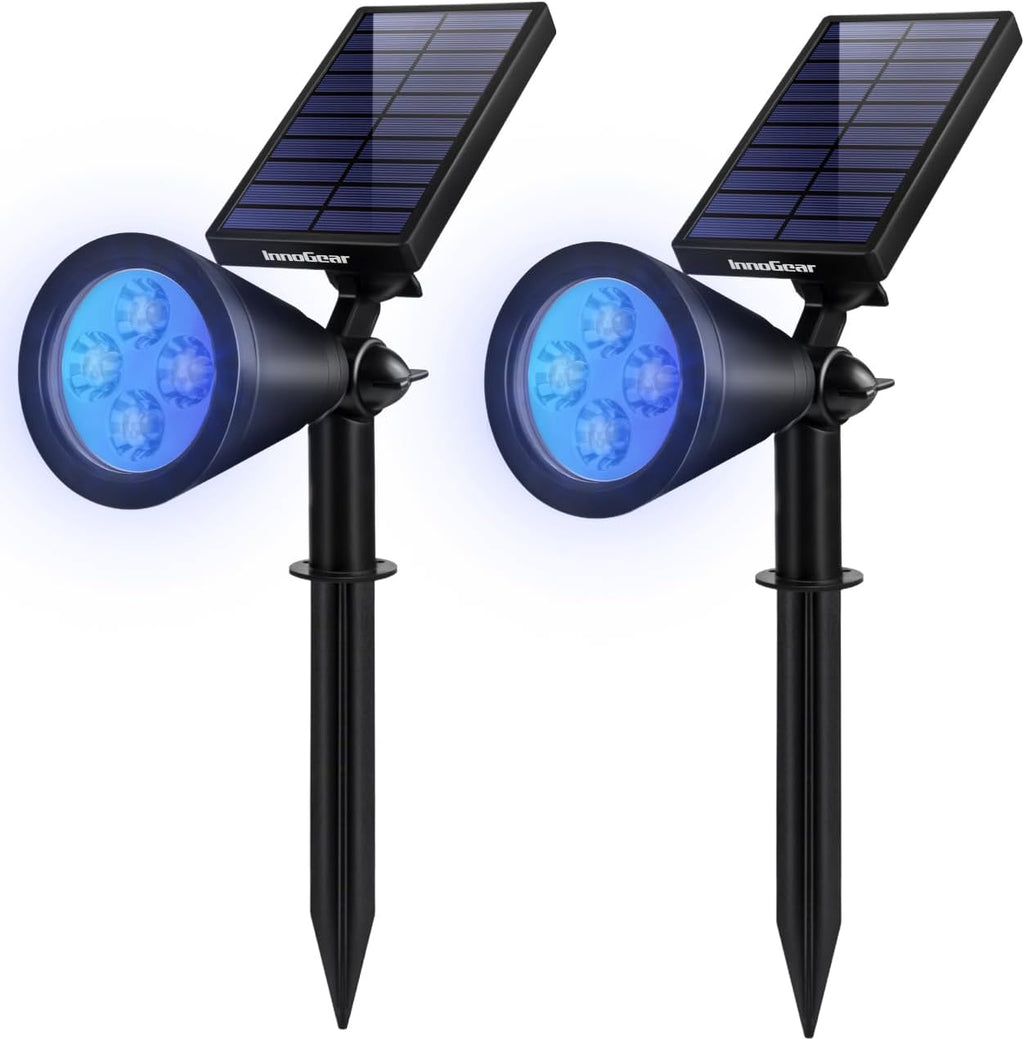 InnoGear Solar Lights Outdoor Waterproof Solar Garden Light for Outside Yard Landscape Lighting Pathway Spot Lights Spotlight Wall Light Auto On/Off, Pack of 2 (Blue Light)