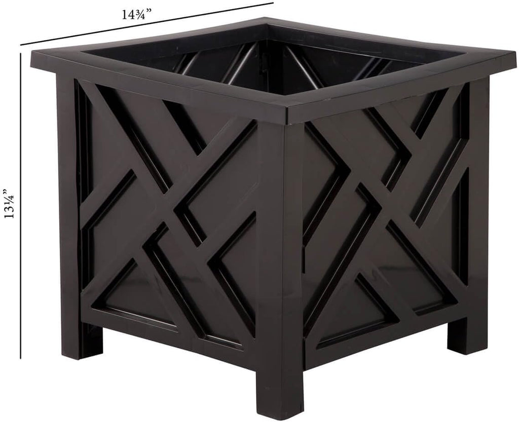 Miles Kimball Chippendale Planter Box, Black – Plant Holder for Garden, Patio and Lawn – 14 ¾” sq. x 13 ¼ H Overall