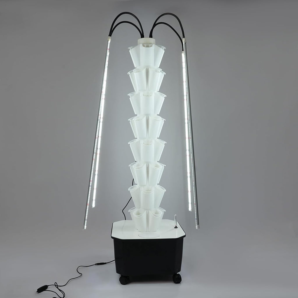 Hydroponic Tower, Vertical Planter Tower, 40 Planting Holes Water Planting Growing System Kit, Hydroponics Growing System Container with LED Grow Light for Herbs, Fruits and Vegetables