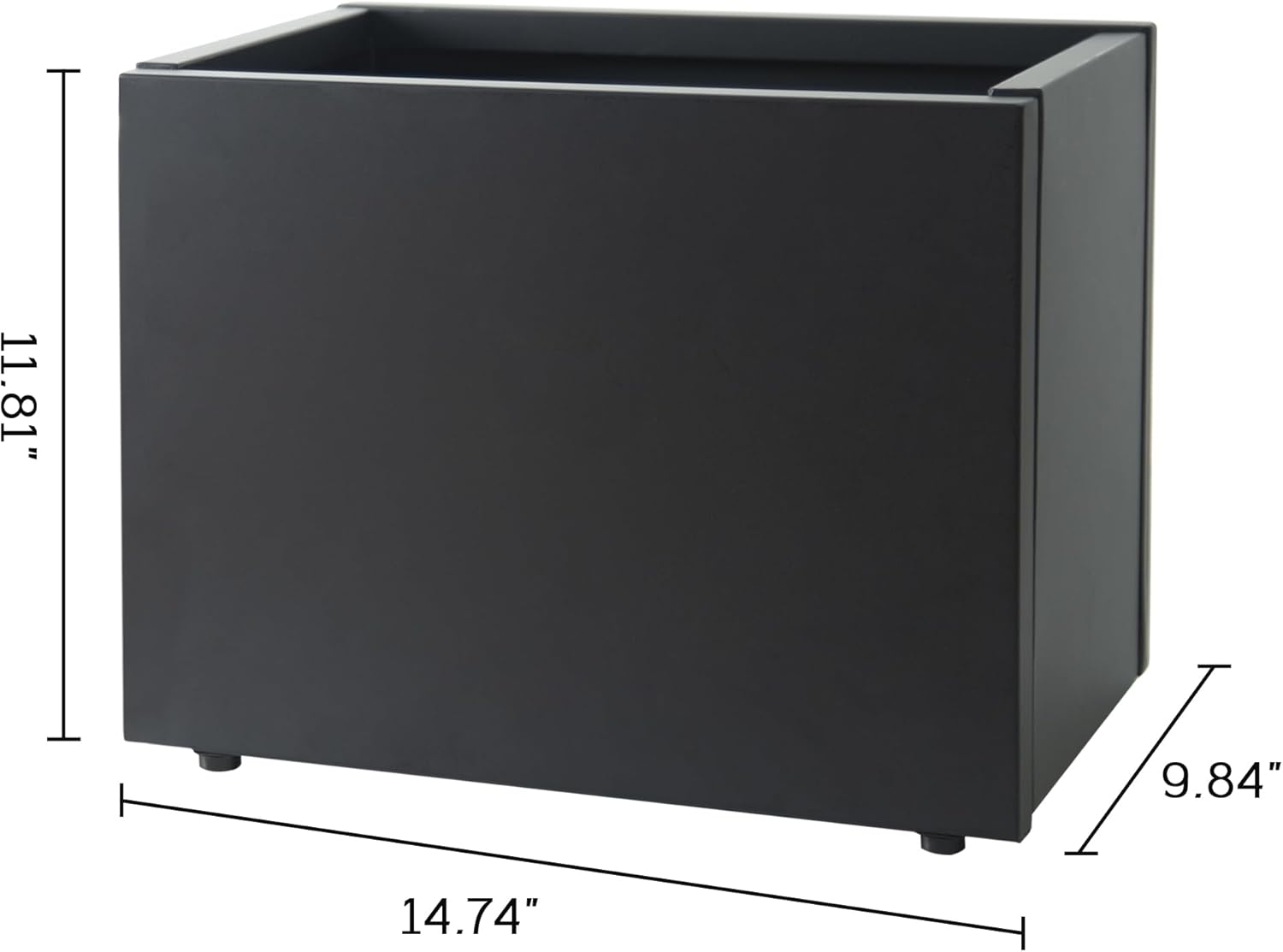 Metal Planter Box Rectangular Planter, 15.7" Lx 9.8" Wx 11.8" H Black Small Planters with Drainage Holes, Galvanized Steel Tall Planters for Patio/Porch