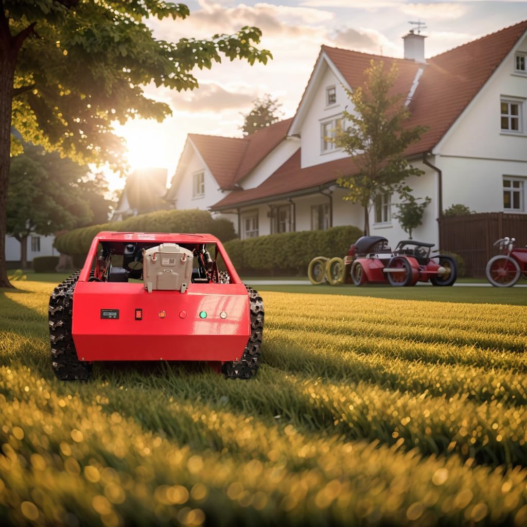 HIRAI TORA Robotic Lawn Mower 45° Slope Climbing, 4WD All-Terrain, Adjustable Cutting Height, Remote Control for Home, Golf & Park Lawn