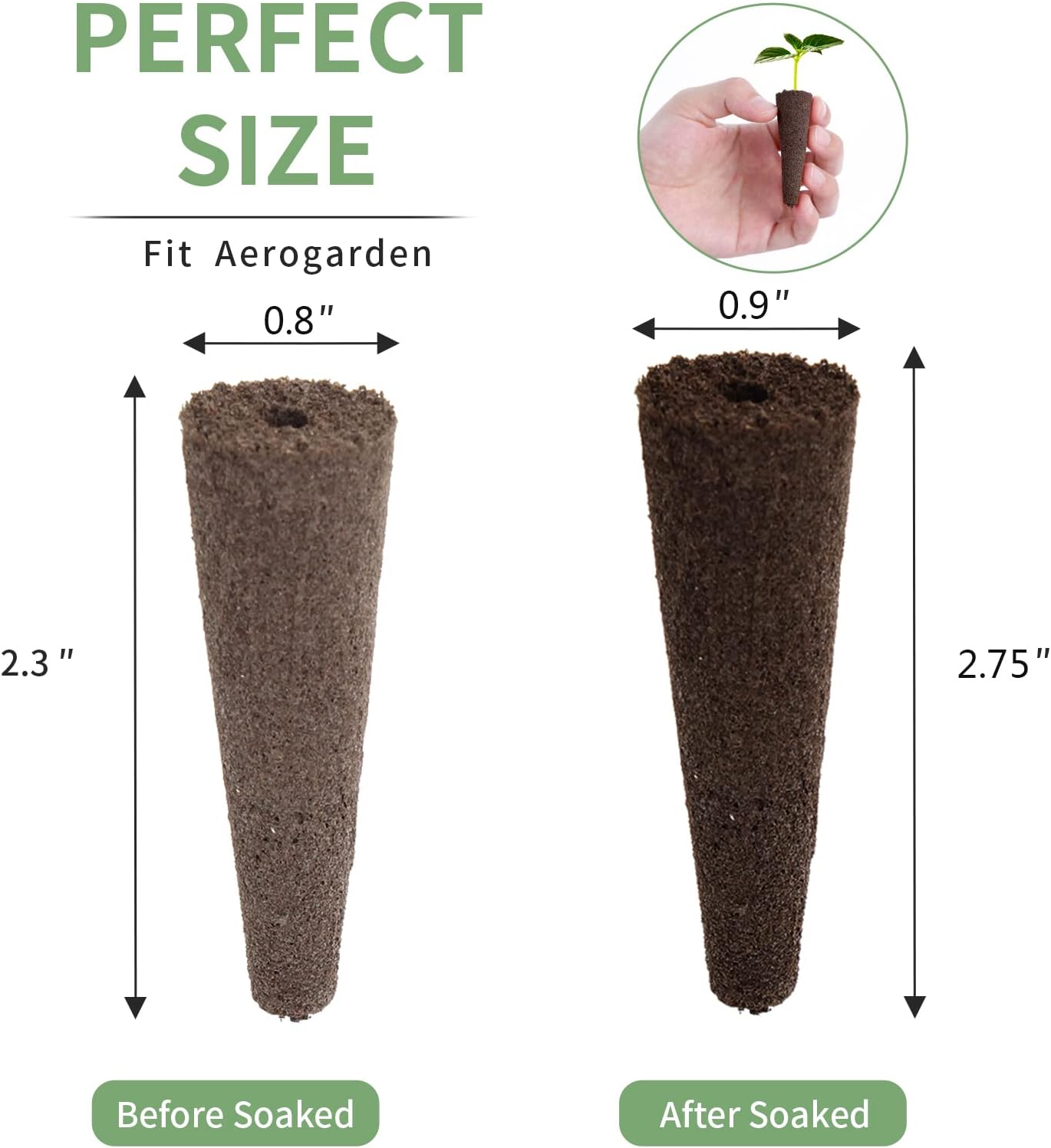 150 Pack Grow Sponges, Seed Pods Replacement Root Growth Sponges Compatible with AeroGarden, Moldy-Free, Kit with 10 Pod Labels for Hydroponic Indoor Garden System